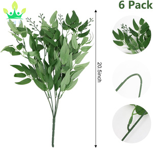 Tallo verde de Ruscus italiano artificial con semillas, espray de hoja verde para arco de boda, relleno de ramo, centro de mesa, decoración del hogar - Product Image 2