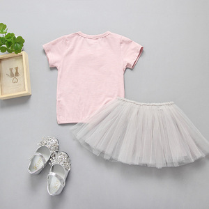 Importar productos de China: Conjunto de chándal de algodón suave para niñas, estilo formal de verano - Product Image 2