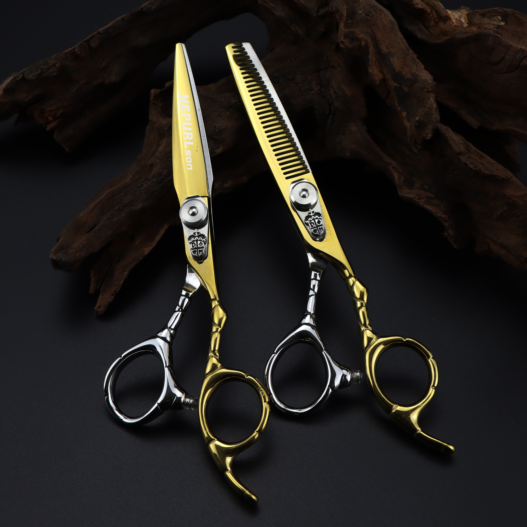 6.0 inch NEPURLson Golden handle barber Quality Professional Hair Cutting Shears Hairdresser Barber Hair Scissors