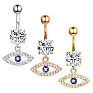 Yw Cơ Thể Đồ Trang Sức Đẹp CZ Pha Lê Mắt Ác Zircon Rhinestone Bụng Nút Rốn Xỏ Nhẫn Vật Liệu Chính Thép Không Gỉ - Product Image 1