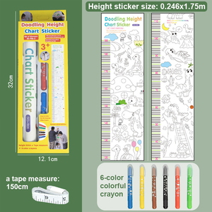 Autocollant de <span class=keywords><strong>tableau</strong></span> de hauteur de griffonnage créatif autocollant mural amovible en papier à dessin autocollant de dessin animé de <span class=keywords><strong>tableau</strong></span> de croissance de hauteur pour les enfants - Product Image 2
