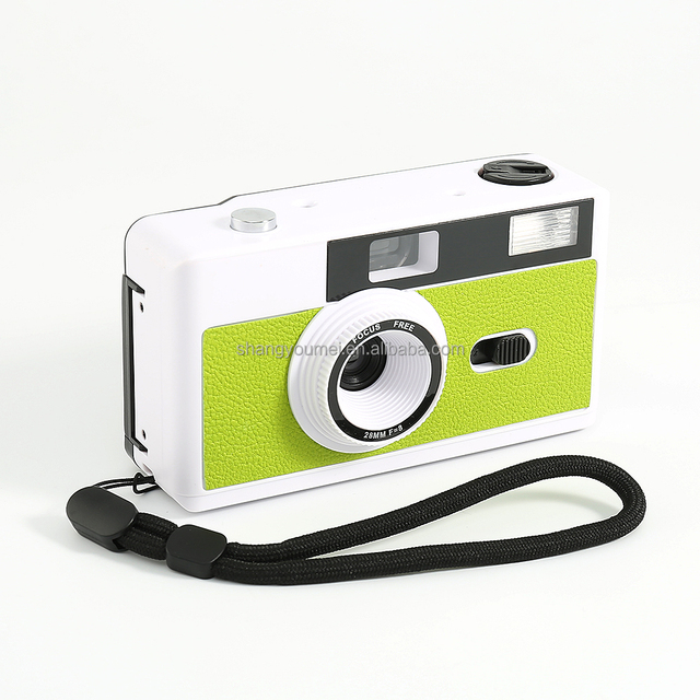 2pcs/LOT Professional Motorized 35mm Film Camera with Built-in Flash Retro Design 8 Exposures Black and White Film