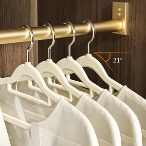 Flocked Clothes Hanger Thickened <b>Plastic</b> Anti Slip <b>Hook</b> Type For Clothes Organizer Coat Hanger Rectangle Shape - Product Image 3