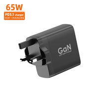 Tête de charge rapide Type-C 65W avec câble T3 en 1, chargeur PD 3.1, adaptateur rétractable GaN pour téléphone portable, Mac Book