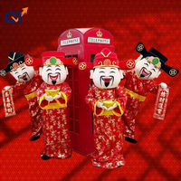 QUTENG Costume de cosplay, Mascotte de dessin animé personnalisée, Mascotte faite à la main, Tenue promotionnelle, Costume de fête, Dieu de la Richesse, Dieu de la Fortune