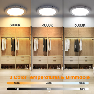 Plafonnier rechargeable à détecteur de mouvement avec télécommande, magnétique, sans fil, alimenté par batterie, 400LM, dimmable, 3 couleurs, pour placard et douche - Product Image 5