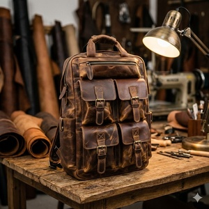 Nouveau sac à dos en cuir Crazy Horse de <span class=keywords><strong>style</strong></span> britannique pour hommes, grande capacité, rétro, voyage en plein air, sac à dos en cuir de vachette personnalisé - Product Image 3