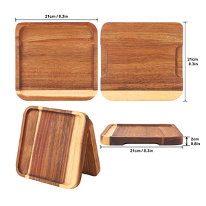 Vuông bằng gỗ phục vụ khay thiết lập của 4 thực phẩm bằng gỗ món ăn bánh pizza pho mát tấm vuông Keo Gỗ khay - Product Image 2