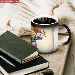 Mug en céramique givrée au toucher doux, 11 oz, noir, changeant de couleur à la chaleur, pour café ou thé - Product Image 3