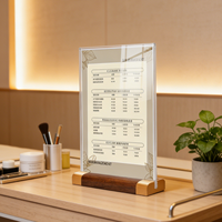 Présentoir de table en bois transparent en acrylique écologique pour cartes A4/A5, affichage double face pour menus, panneau de bureau