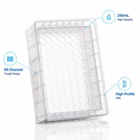 Réservoir à puits unique en polypropylène de 290 ml à profil haut, 96 canaux, pour poste de travail multi-pipettes de laboratoire et recherche en liquide