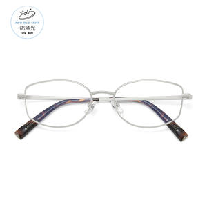 Monture de lunettes œil-de-chat en métal de marque B, verres en résine écaille de tortue, anti-lumière bleue, UV 400, origine Danyang F93121 - Product Image 1