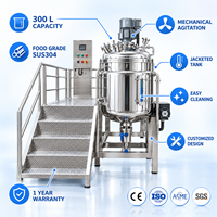 Cuve de mélange en acier inoxydable de qualité alimentaire 300L, cuve à double enveloppe, cuve réactrice, fermenteur en acier inoxydable avec agitateur mécanique