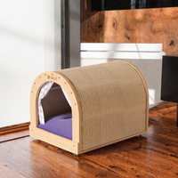 Maison à gratter ovale surélevée moderne pour chat, en sisal imperméable, pour intérieur