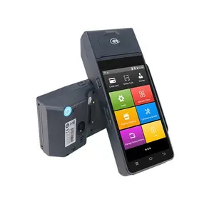 H-Z90 5英寸WIFI BT 2G 3G 4g全球定位系统迷你移动安卓手持终端触摸屏智能pos带热敏打印机