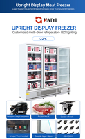 Congelador vertical comercial con puertas de vidrio para supermercado, vitrina expositora vertical de helados