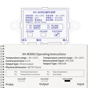 12V 24V 110V-220V מקצועי W3002 דיגיטלי LED טמפרטורת בקר 10A טרמוסטט רגולטור XH-W3002 דיגיטלי תרמוסטט
