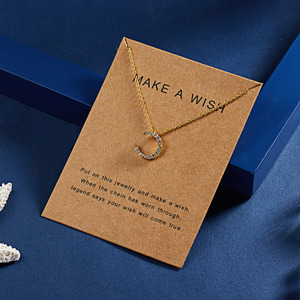 Strass in oro 18 carati ti amo fino alla luna e indietro collana di gioielli regalo per amante ragazza amica mezzaluna collana - Product Image 1