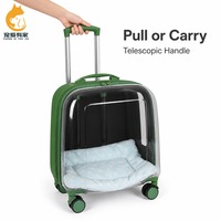 Maleta de Transporte para Mascotas con Cierre Cuadrado, Bolsa para Perros y Gatos, Material Oxford, Gran Capacidad, Portátil para Exteriores, con Cuatro Ruedas, Transpirable y Transparente