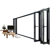 Porte Coulissante Pliante en Aluminium et Verre, Portes Extérieures Bifold pour Terrasse, Double Vitrage, Porte Accordeon en Aluminium pour Magasin
