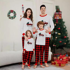 Nouveau Noël Famille Pyjamas Laine Noël Imprimer Plaid Patchwork Costume pour Papa Maman Enfants avec Fermeture Taille Élastique ODM Fourniture - Product Image 2