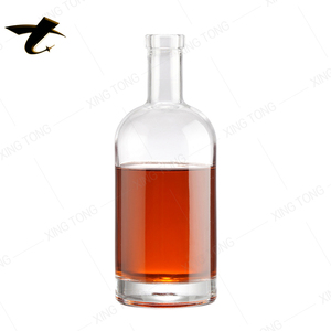 Bouteilles en verre rondes de luxe de haute qualité pour spiritueux 200ml 250ml 375ml pour brandy, whisky, tequila, <span class=keywords><strong>alcool</strong></span> et liqueurs - Product Image 2