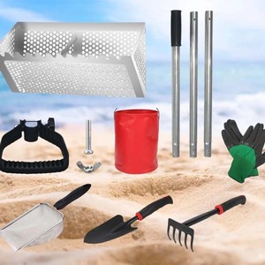 Rastrillo de tamiz de arena de acero y cubo plegable herramienta de jardín/playa resistente para caza de conchas, jardinería, nivelación de arena - Product Image 4