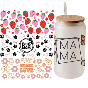 Ready to Ship Wholesale UV Sticker Cup Wraps <strong>Transfers</strong> for 16oz Beer <strong>Glass</strong> Can Clear Frosted 16 oz Tumbler Cup 16 Ounce Jar - Product Image 4
