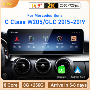 หน้าจอสัมผัสขนาดใหญ่ 14.9 นิ้ว ความละเอียด 2K HD 2560x720P เครื่องเล่นวิทยุติดรถยนต์พร้อมระบบนำทาง GPS สำหรับรถยนต์เมอร์เซเดสเบนซ์ C Class W205/GLC ปี 2015-2019 - Product Image 2