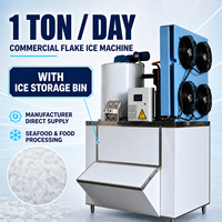 Machine à glace en flocons industrielle commerciale de 1 tonne avec bac de stockage de glace, fourniture directe du fabricant pour la transformation des produits de la mer et alimentaire