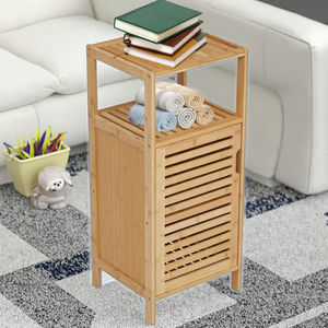 Moderno Mueble Vertical de Bambú para Baño, Organizador de Artículos del Hogar, Estante para Especias con Puerta, Fácil de Instalar - Product Image 4