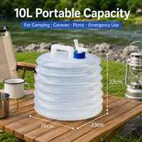 Indispensable pour le camping : Bidon d'eau pliable 10L avec robinet intégré, sans BPA, écologique, léger et portable, se plie à plat, vide