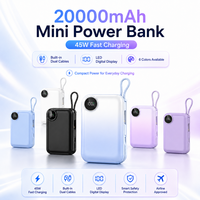 Power Bank Mini 45W Pengisian Cepat 20000mAh Paket Baterai Kabel USB-C Ganda Terintegrasi Port USB-C&A Multi Output Power Bank