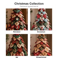 Kit DIY Arbre de Noël en Patchwork, Kit d'Artisanat pour Arbre de Noël, Ornement de Table, Kit d'Artisanat de Fêtes Semi-Artisanal, 23 Styles, Récolte d'Automne