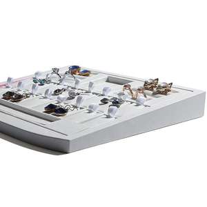 Jinsky ถาดแสดงเครื่องประดับหนัง PU ถาดเก็บอุปกรณ์ประกอบฉากแหวนต่างหูสร้อยคอแทรกสีขาว - Product Image 2