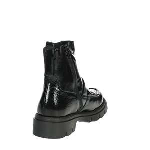 Bottines basses pour femmes en cuir verni noir à semelle épaisse, bottines tendance - Product Image 3