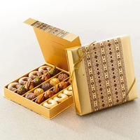 Boîte à chocolat de luxe dorée pour l'Aïd Moubarak et le Ramadan, vide, pour dattes du Ramadan, emballage alimentaire, avec lamination mate, gaufrage et revêtement UV