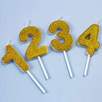 Bougies Chiffres Dorées Scintillantes Anti-Goutte Non Toxiques 3D pour Gâteau d'Anniversaire Premier Anniversaire Faible MOQ