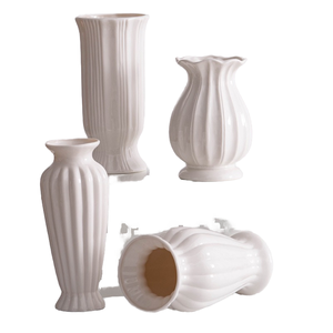Wholesale Stocked Big Mouth Minimalist White Porcelain Ceramic Tabletop <strong>Flower</strong> <strong>Vase</strong> for Easter - Product Image 4