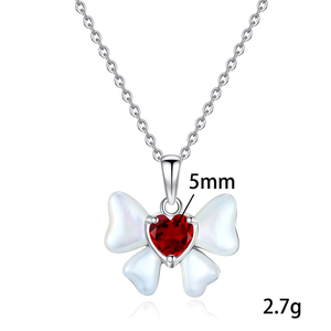 Collier pendentif papillon en nacre de haute qualité, 9 pierres naturelles taillées en forme de cœur de 5 mm, bijoux en argent sterling 925 - Product Image 6
