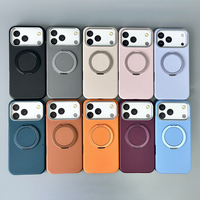 Étui de téléphone en cuir végétalien JOYPORODO L137 pour iPhone 13 14 15 16 17 18 Series avec anneau magnétique rotatif à 360° et béquille, toucher doux