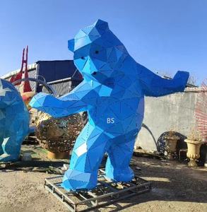 Escultura Grande <span class=keywords><strong>de</strong></span> Acero Inoxidable para Exteriores, Oso Iluminado <span class=keywords><strong>de</strong></span> Pie, para Jardín, Punto Turístico, Decoración Metálica para Paisajes - Product Image 1