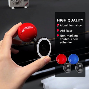Manette de démarrage à un bouton pour voiture, poignée à boule rouge, support à ventouse, panneau d'instrument en métal, accessoire automobile universel - Product Image 4