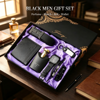 Coffret Cadeau Luxe Homme : Portefeuille, Ceinture, Montre, Parfum, Porte-clés, Bracelet (6 pièces) – Personnalisation Logo, Marquage à Chaud, Boîte Cadeau d'Entreprise