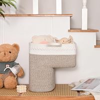 Panier de rangement moderne en corde de coton tressée, écologique, brun, avec poignées, pour escaliers en bois