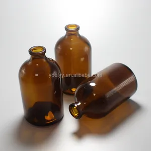 50ml Bottle Glass 50ml 100ml Amber Injection Molded Glass Bottle Container Wholesale