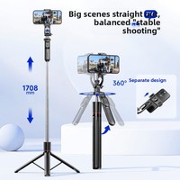 Fotopro F16 Anti-Shake Foldable Extendable Stainless Steel Selfie Stick LED Light Camera Phone Holder Tripod Max Load 2kg China
