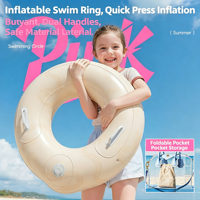 Bouée de natation gonflable d'été en PVC épaissi, durable, imperméable, colorée, avec double airbag et poignées