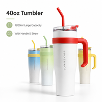 Gobelet isotherme en acier inoxydable à double paroi de 40 oz, vierge, avec poignée et paille, dégradé, pour sublimation, vente en gros