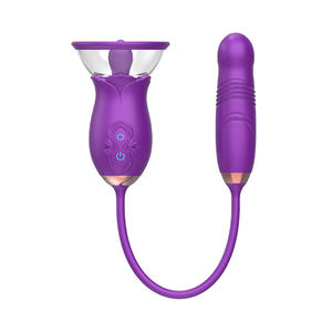 AIERSHA Stimulator Klitoris Rose Lidah Mengisap Menjilat <span class=keywords><strong>2</strong></span> in 1 G Spot Dildo Mainan Seks Dewasa Rose Vibrator untuk Wanita - Product Image 1